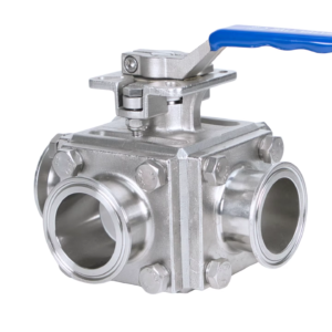 Factory Direct Sale Sanitary Square Three Way Ball Valve Stainless Steel 304/316L Manual Encapsulated High PTFE Sealing Water