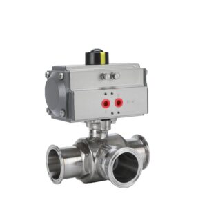 Customizable OEM 316L Stainless Steel Tri Clamp Pneumatic Actuated L Type Three Way Ball Valve 3in Water Gas Oil General