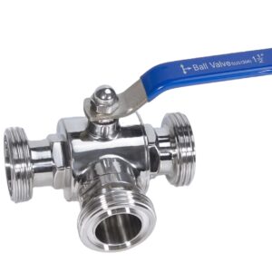 High Quality Manual Stainless Steel 304 316 Sanitary External Threaded Three Way Ball Valve OEM Base