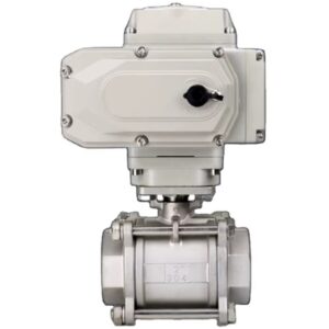 Stainless Steel 3 Piece 2 Way Ball Valve with Electric Actuator Thread Motorized Base Media Tank Bottom Valve OEM